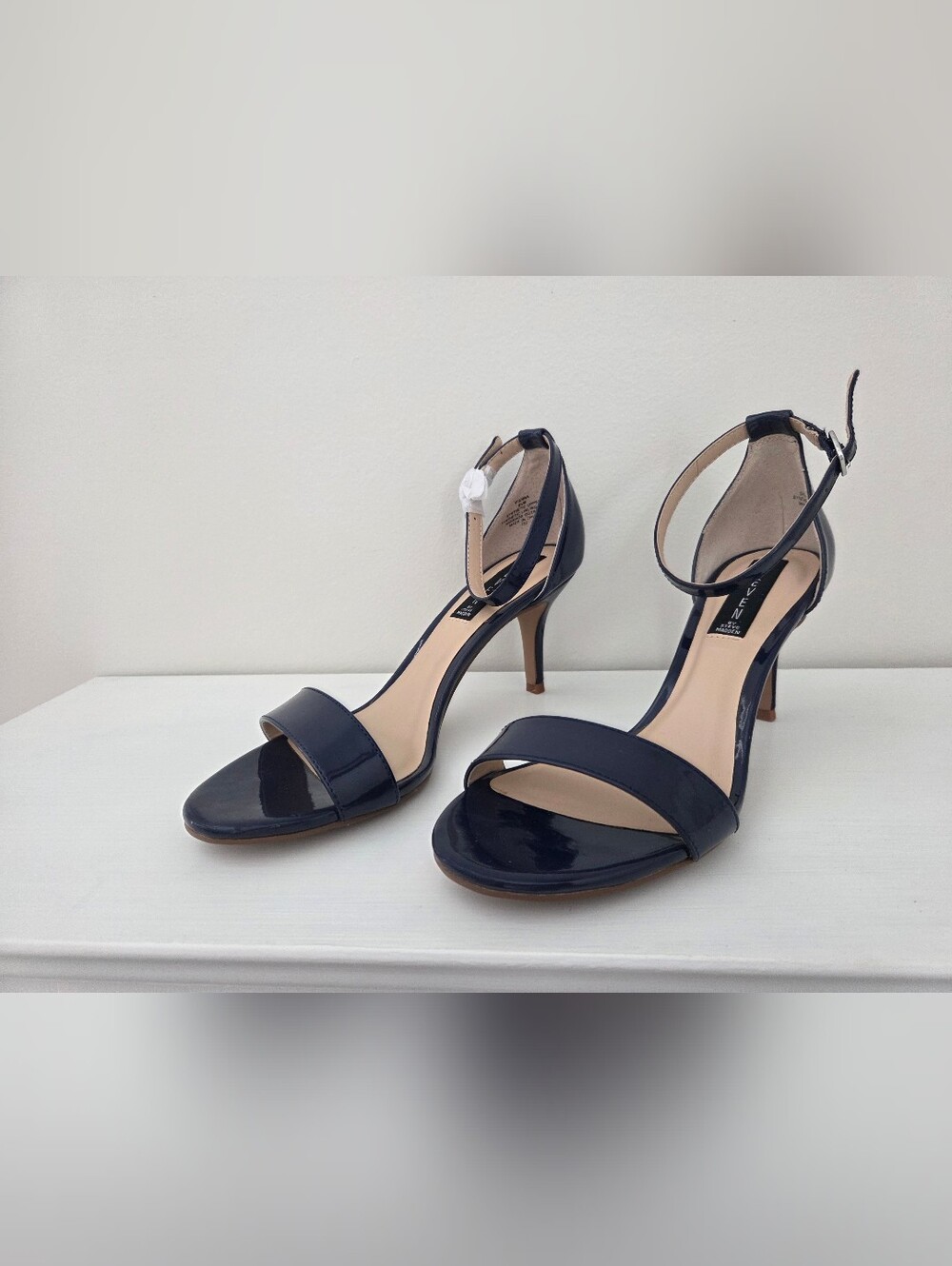 Steve Madden Women's Navy Patent Ankle-Strap Heels